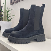Blue long leg beatles boot