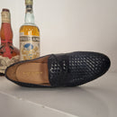 Giulio Moretti mocassino tomaia intrecciata blu