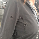 Pinstripe fabric shirt with sequins