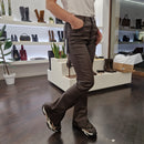 VIA ADRIATICA trousers in brown coated fabric