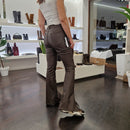 VIA ADRIATICA trousers in brown coated fabric