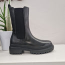 Faire black leather beatles boot