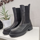 Faire black leather beatles boot