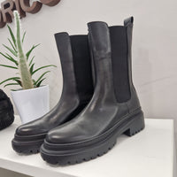 Faire black leather beatles boot