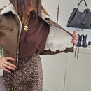 Giacca modello bomber in eco-montone