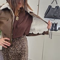 Giacca modello bomber in eco-montone