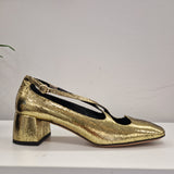 A.Bocca scarpa in pelle oro crak