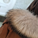 Giacca FLO E CLO in vera pelle color cuoio collo in realfur