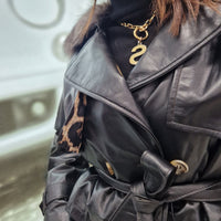 Giacca FLO E CLO in vera pelle nera collo in realfur