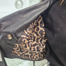 Giacca FLO E CLO in vera pelle nera collo in realfur