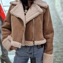 Giacca FLO E CLO  in vera pelle color beige interno in shirling