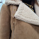 Giacca FLO E CLO  in vera pelle color beige interno in shirling