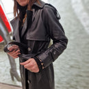 Cappotto FLO E CLO  in vera pelle nero