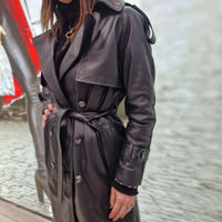 Cappotto FLO E CLO  in vera pelle nero