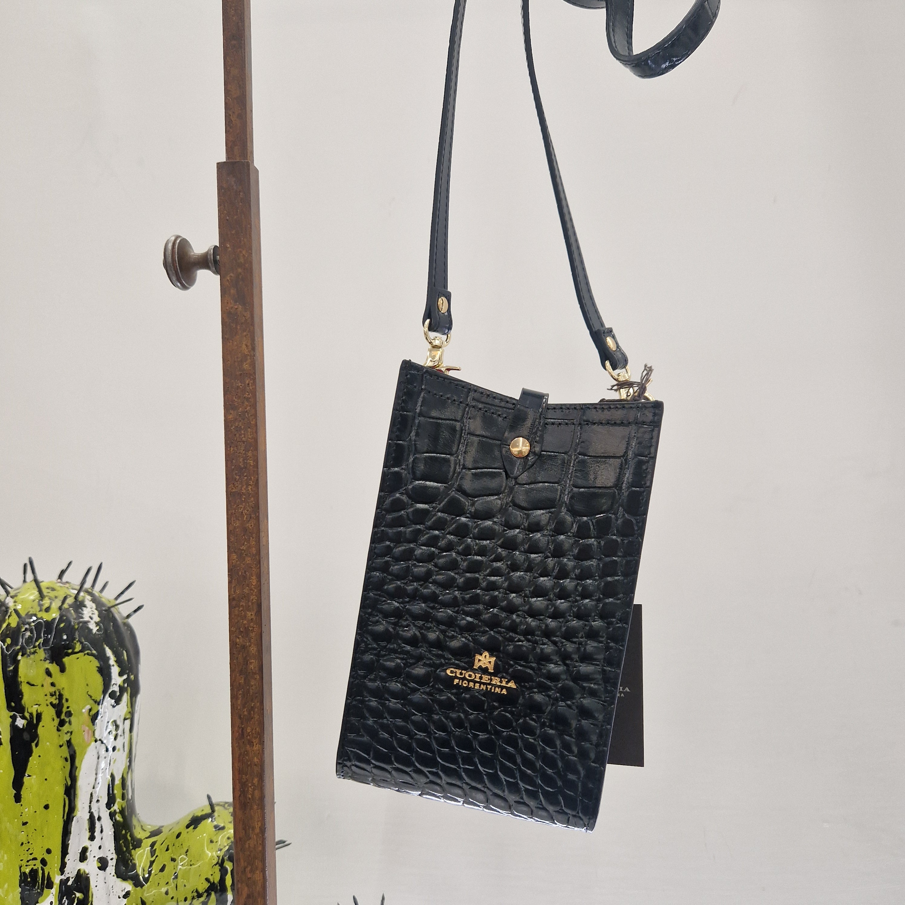 Cuoieria Fiorentina minibag portacellulare stampa cocco