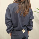 KIKISIX giacca modello bomber gessata blu