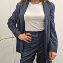 Kikisix giacca blazer gessata blu