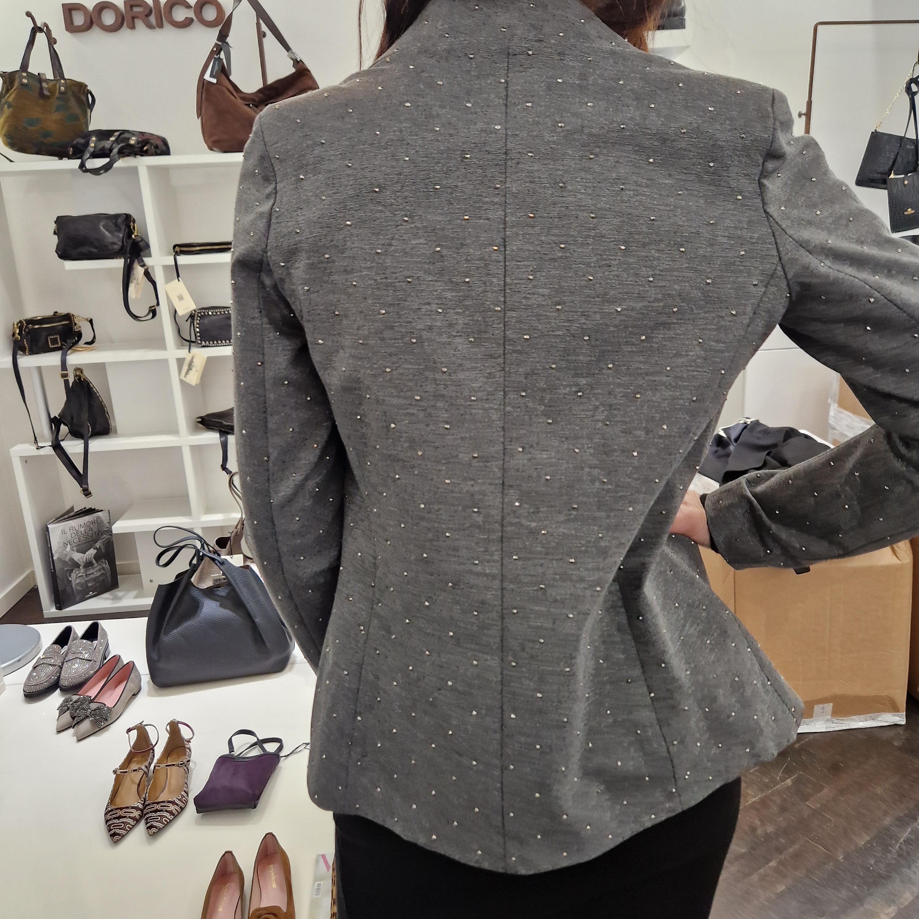 Kikisix giacca grigia con strass