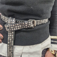 Alberto Luti cintura nera con borchie argento alta 3 cm
