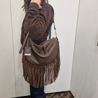 Cuoieria Fiorentina borsa linea EMMA con frange color nude