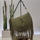 Cuoieria Fiorentina borsa linea EMMA con frange verde