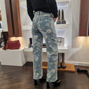 Jeans stampa fiori lavaggio chiaro