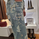 Jeans stampa fiori lavaggio chiaro