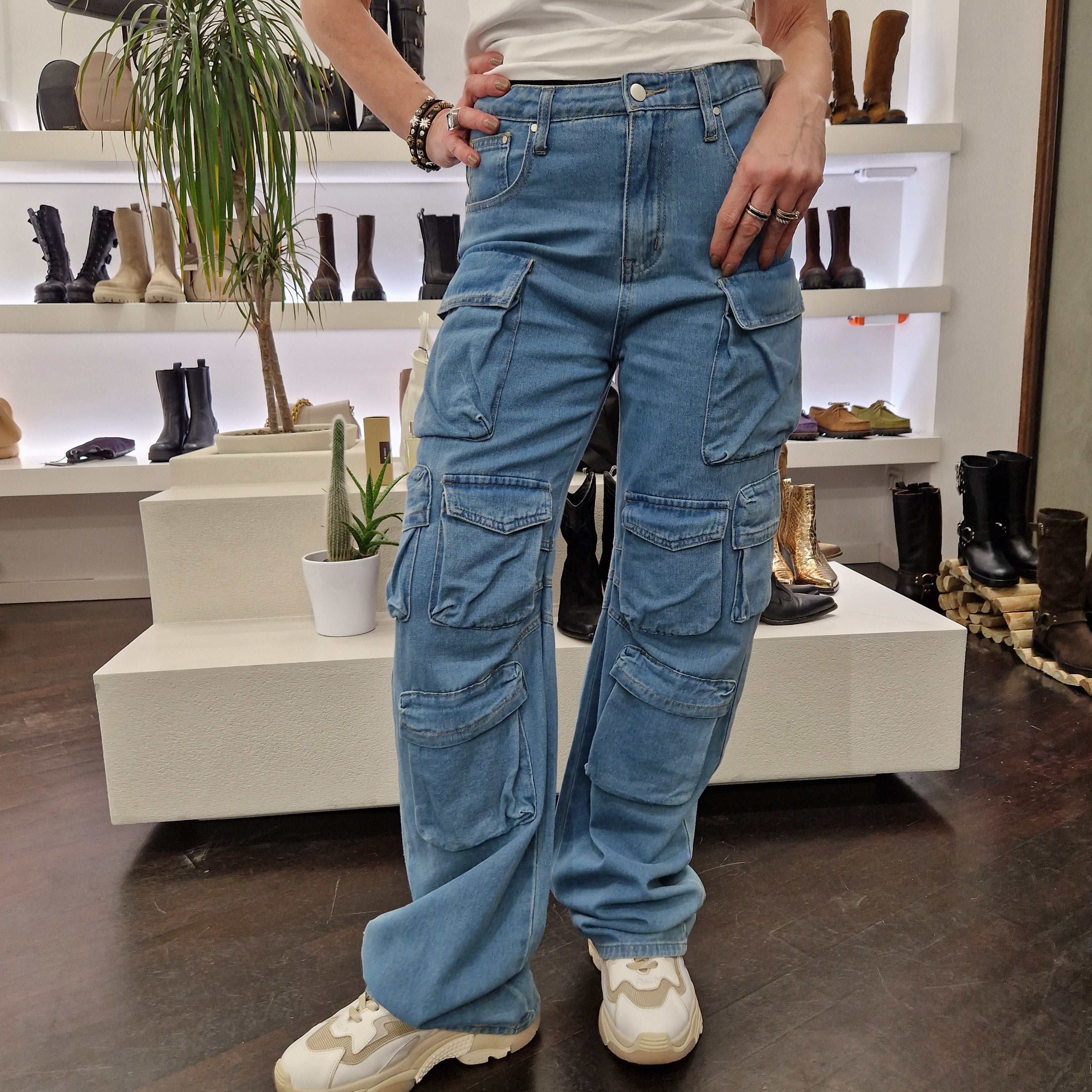 KIKISIX Pantalone jeans cargo