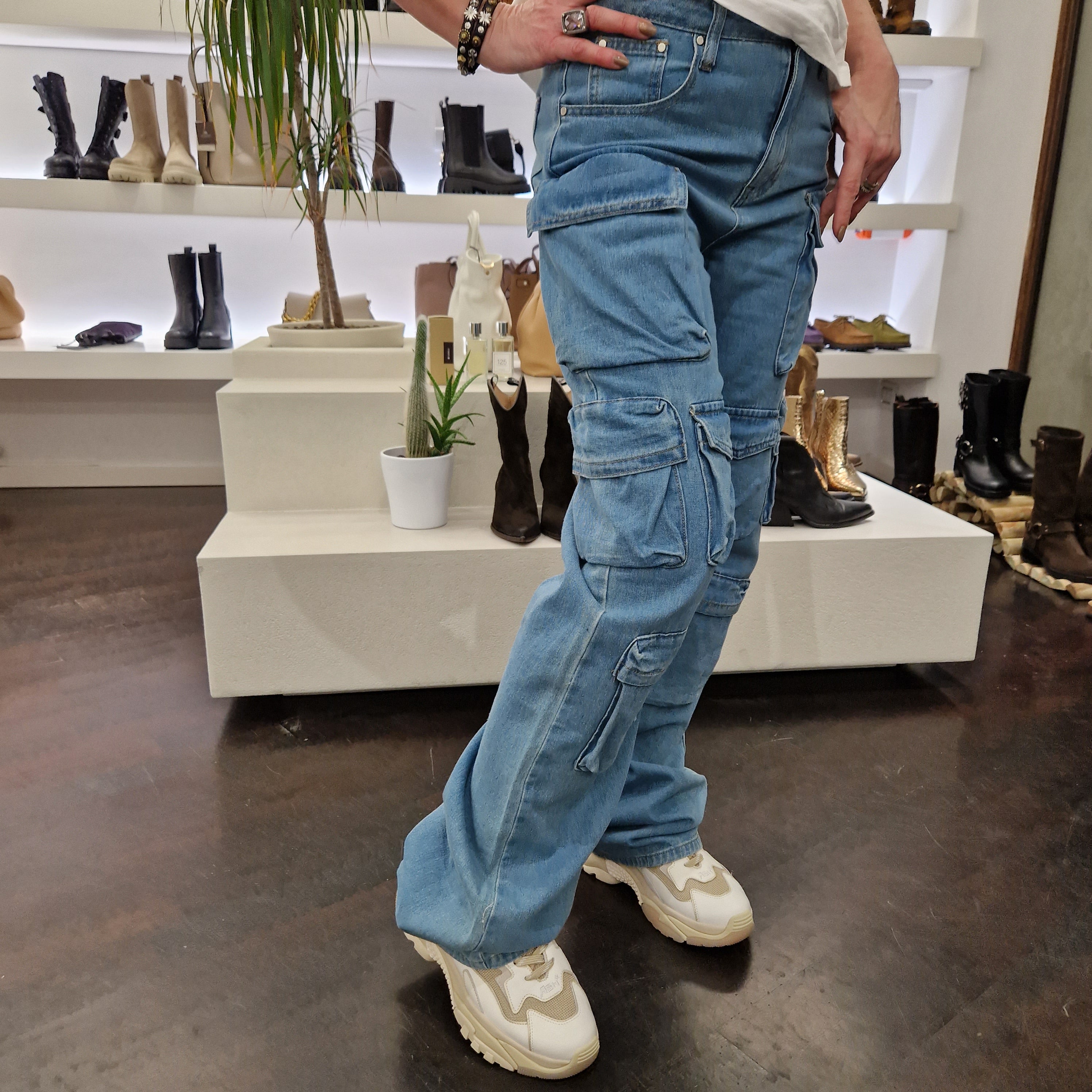 KIKISIX Pantalone jeans cargo