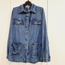 Kikisix giacca/camicia in jeans con spilla