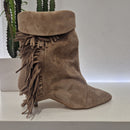 Gisel Moirè stivaletto ARIANA scamosciato beige con frange