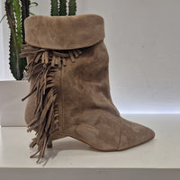 Gisel Moirè stivaletto ARIANA scamosciato beige con frange