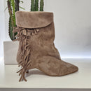 Gisel Moirè stivaletto ARIANA scamosciato beige con frange