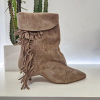 Gisel Moirè stivaletto ARIANA scamosciato beige con frange