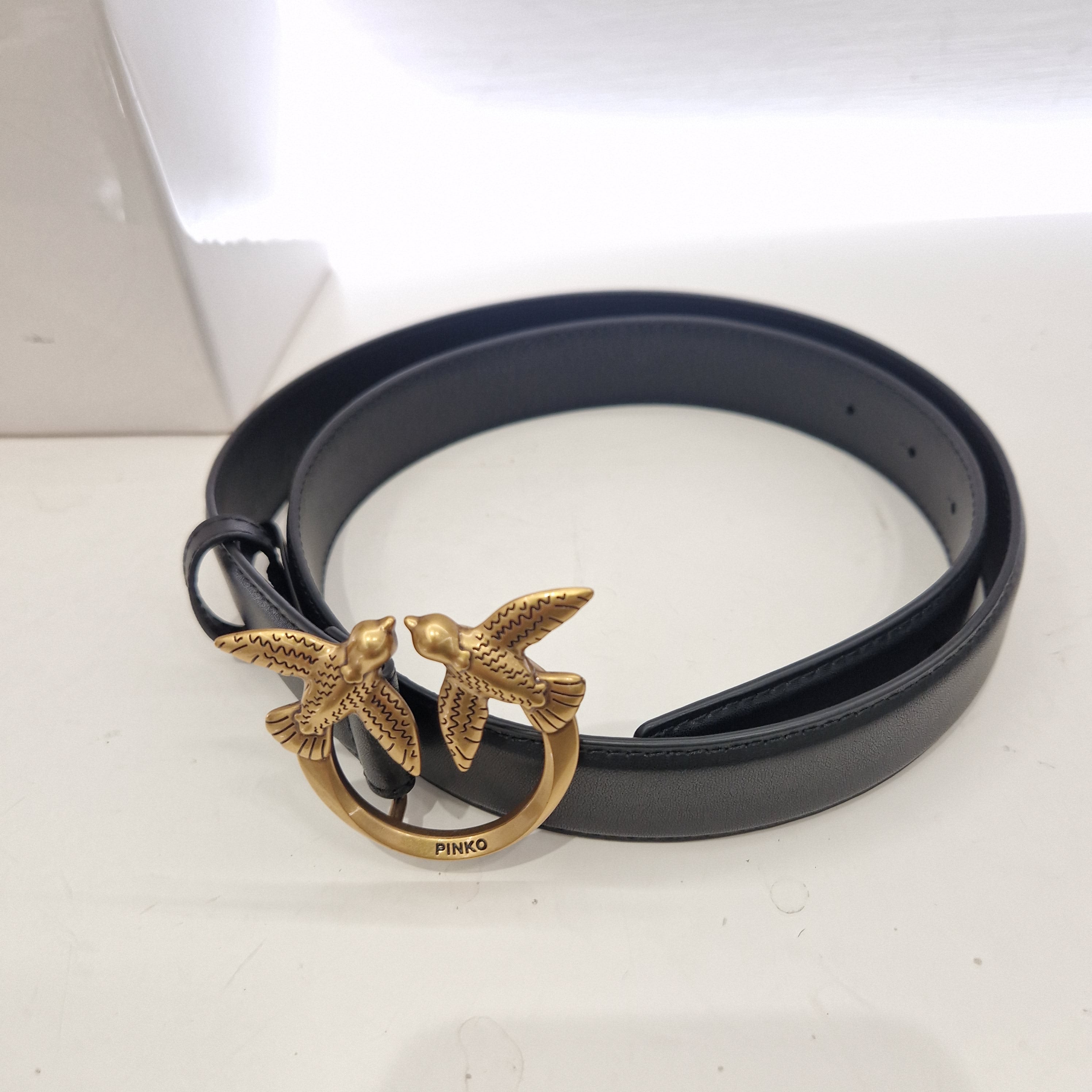 PINKO Cintura sottile Love Birds in pelle 3cm