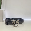 PINKO Cintura  sottile Love Birds in pelle 2cm fibbia argento