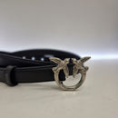 PINKO Cintura  sottile Love Birds in pelle 2cm fibbia argento
