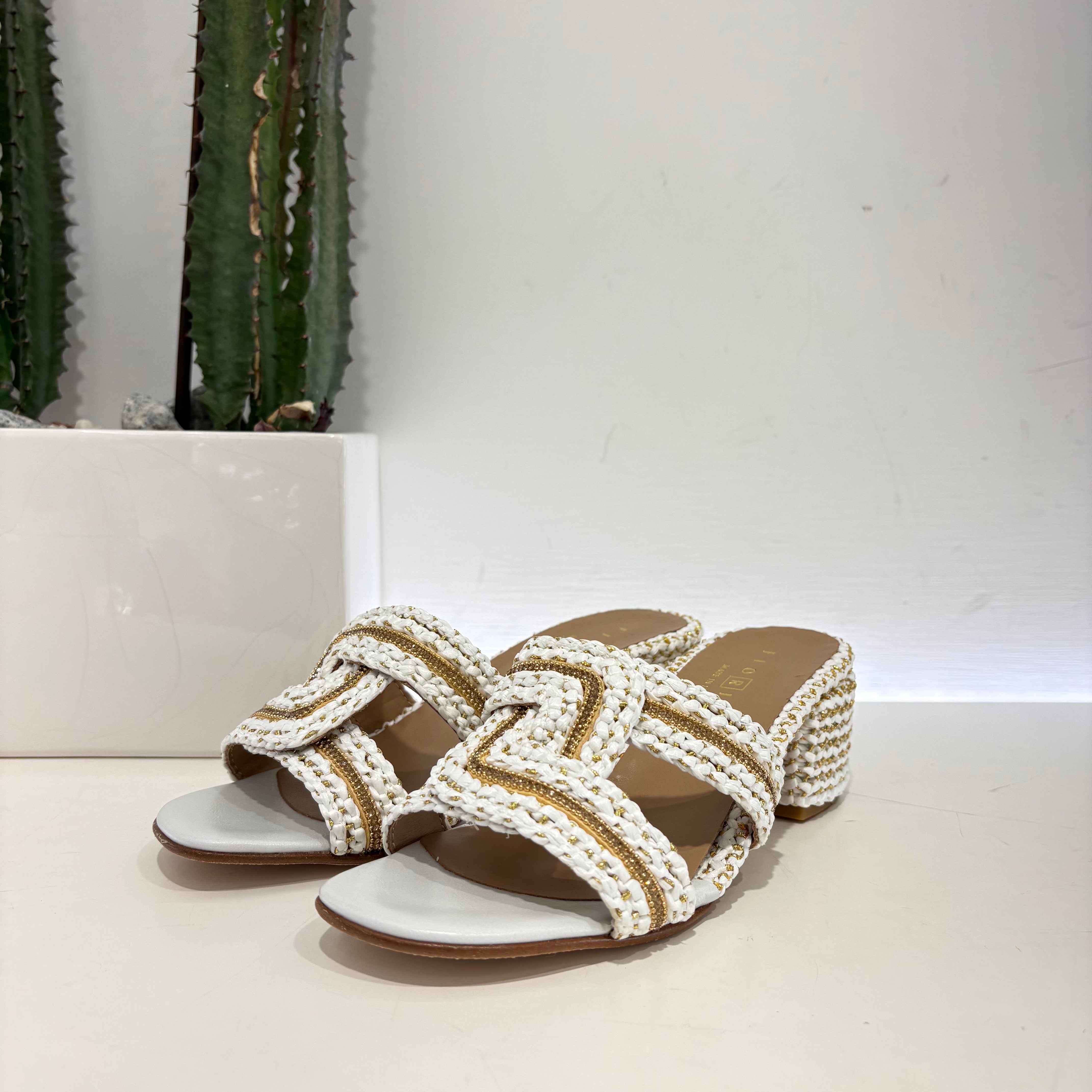 Fiorina ciabatta rafia bianca bianca t. 50