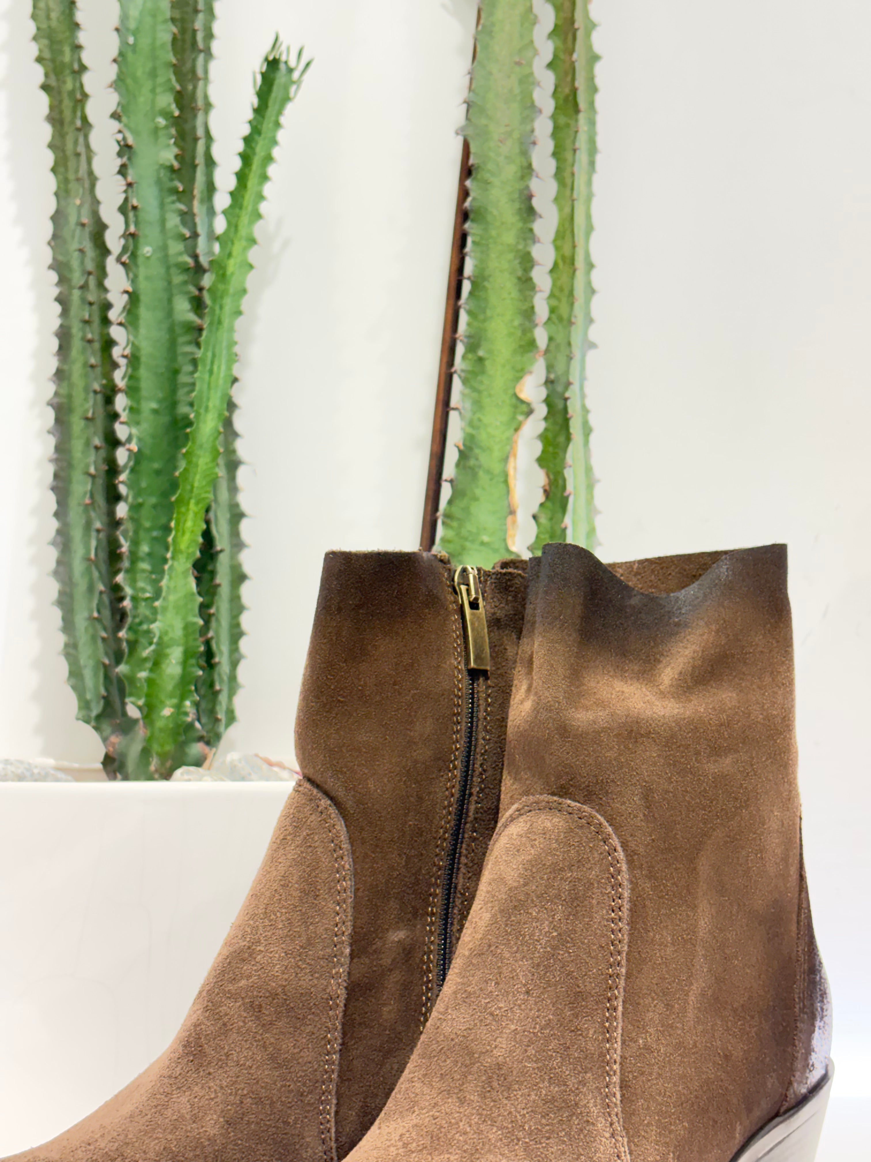 METISSE stivaletto zip texano marrone suede t.50
