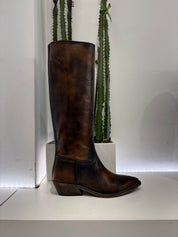 Stivale texano color cuoio invecchiato