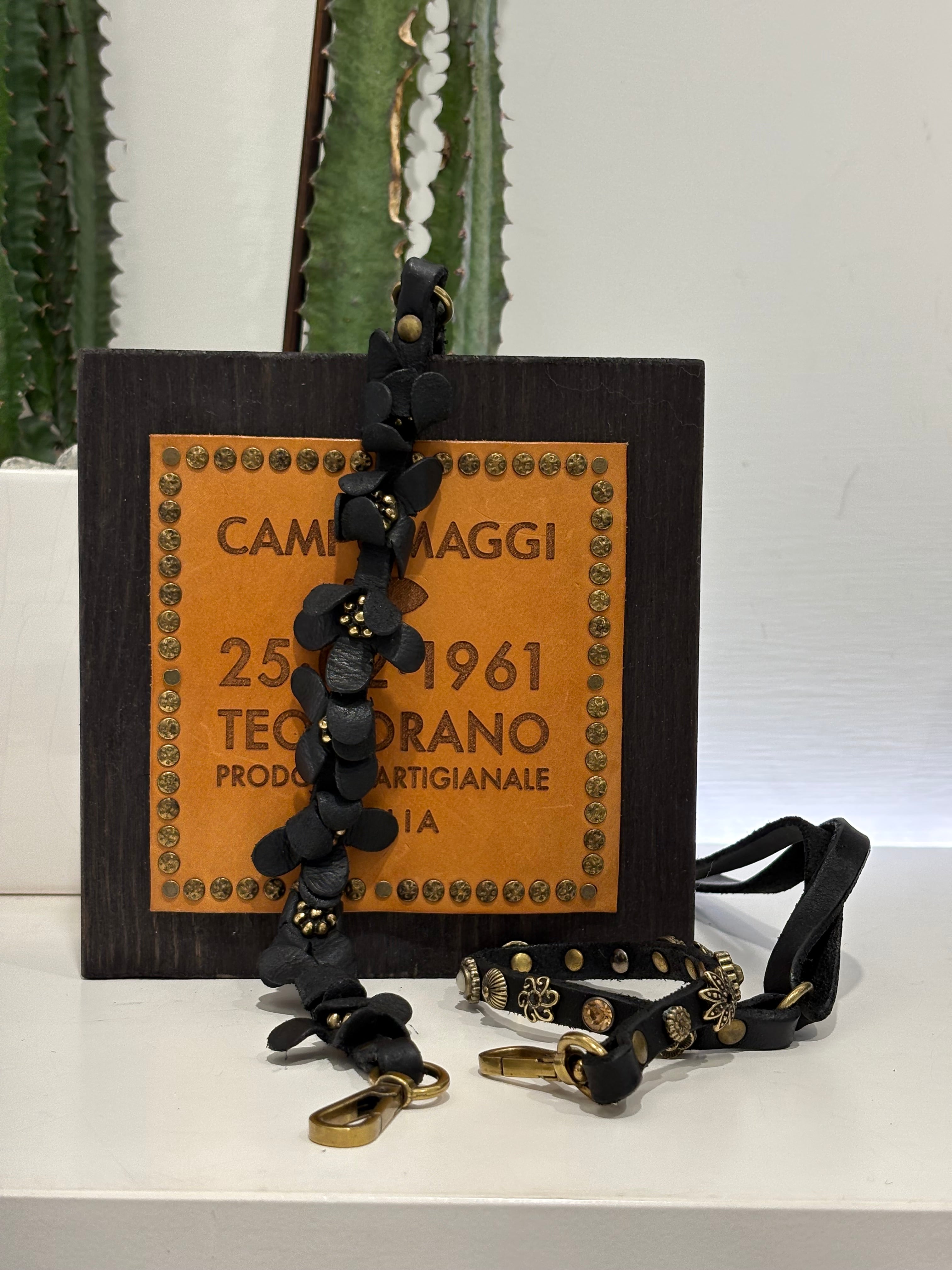 Campomaggi tracolla cellulare MIX FIORI e BORCHIE nero