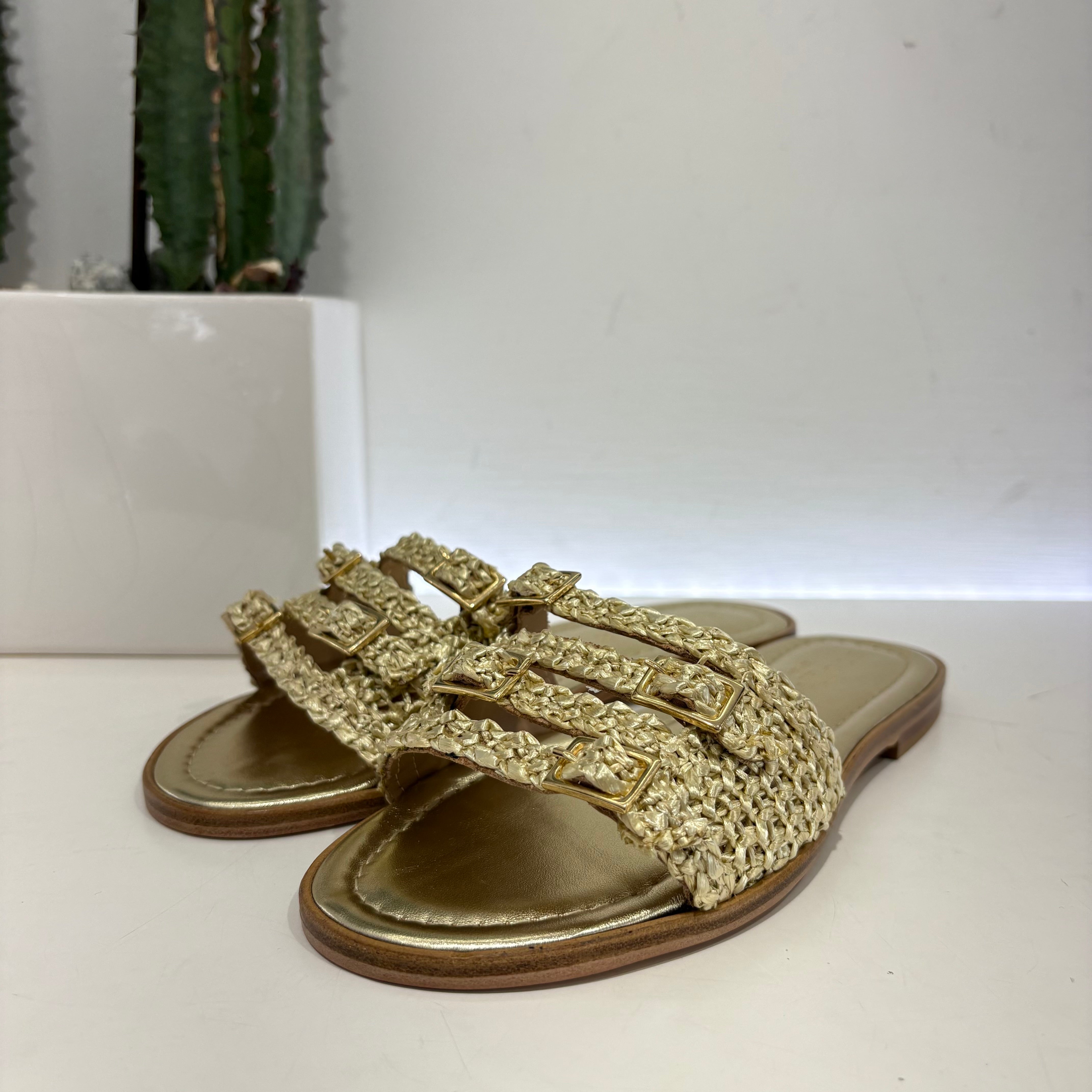 Fiorina ciabatta fibbie oro