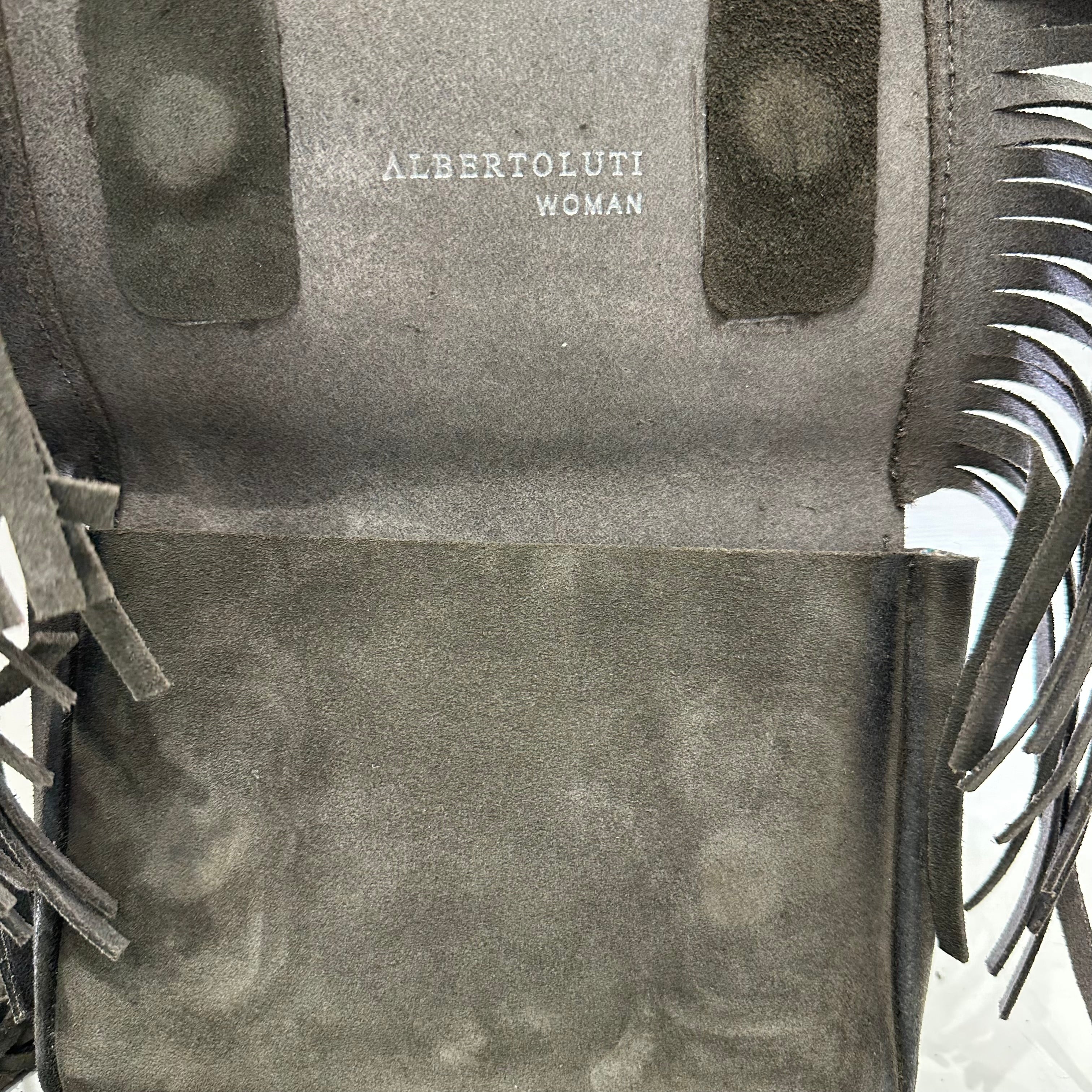 Alberto Luti borsa frange piccola moro