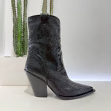 Elena Iachi stivaletto texano pelle snake nero