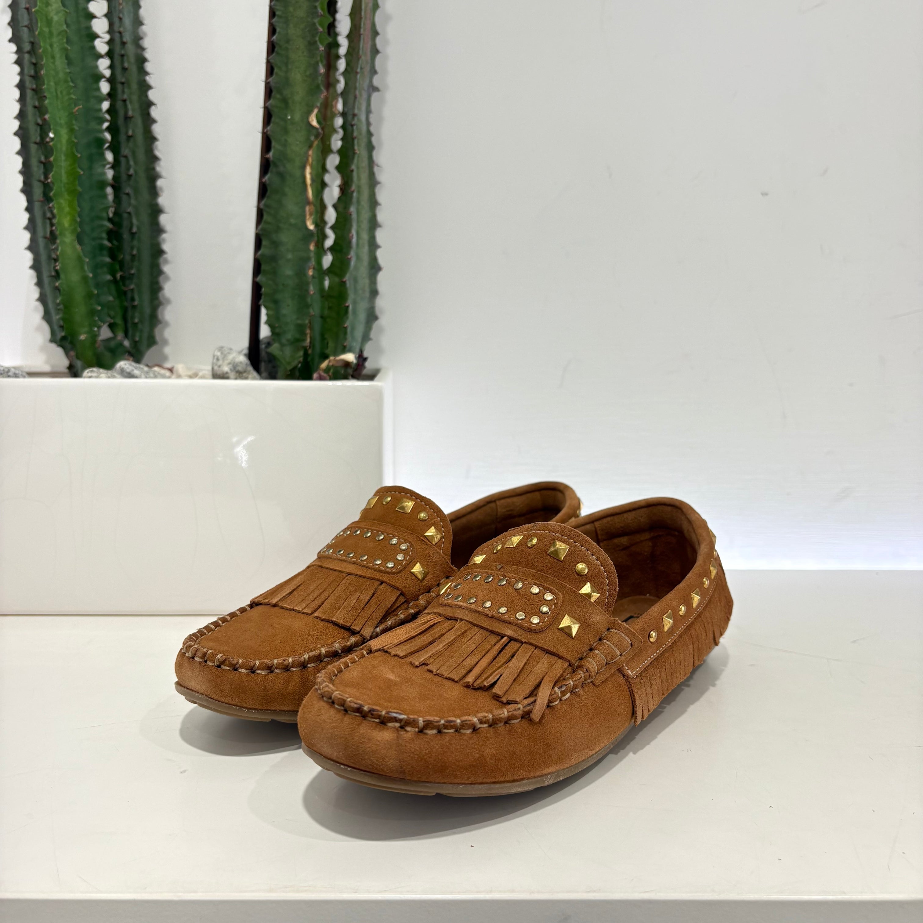 Mocassino frange cuoio