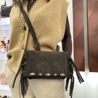 Alberto Luti borsa frange piccola moro