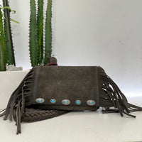 Alberto Luti borsa frange piccola moro