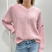Maglione ROSA bottoni manica