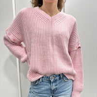 Maglione ROSA bottoni manica