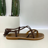 Le Salentine gold platinum flip flop sandal